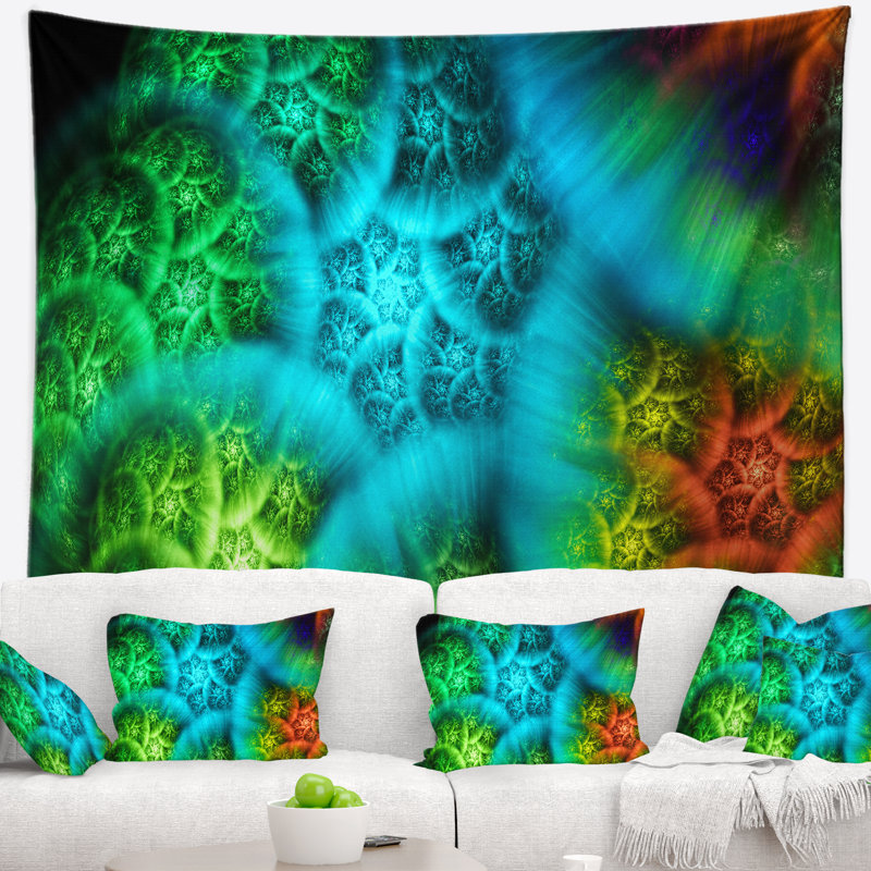 Tapisserie de ciel abstrait avec nuages verts bibliques, H 78 po x l 92 po