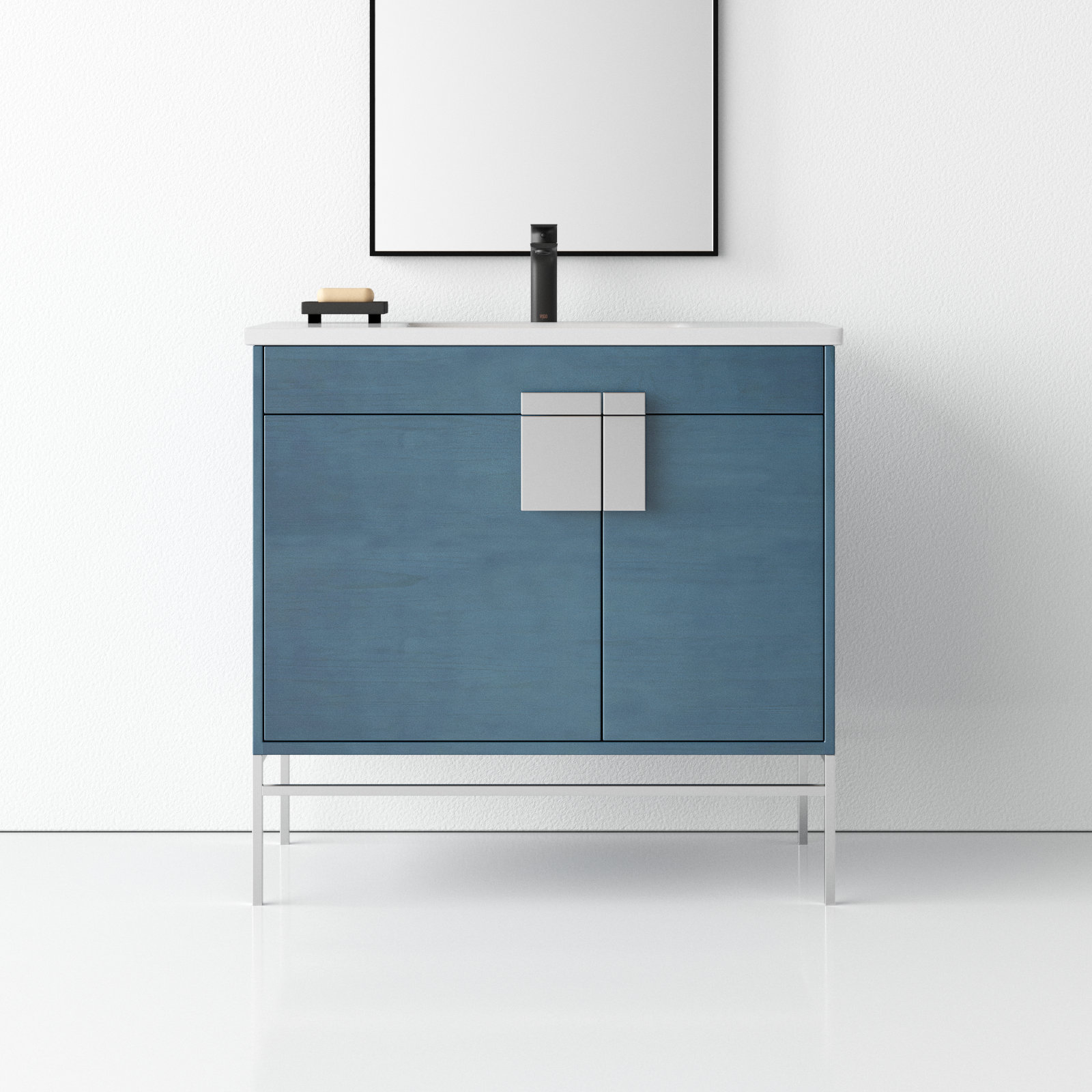 Maisie 36'' Single Bathroom Vanity, Polished Chrome, French Blue