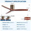 52 Inch American Mordern Cozy Vibrant Natural Style Solid Wood Low Profile Flush Ceiling Fan Without Light-1862858998-1862858889