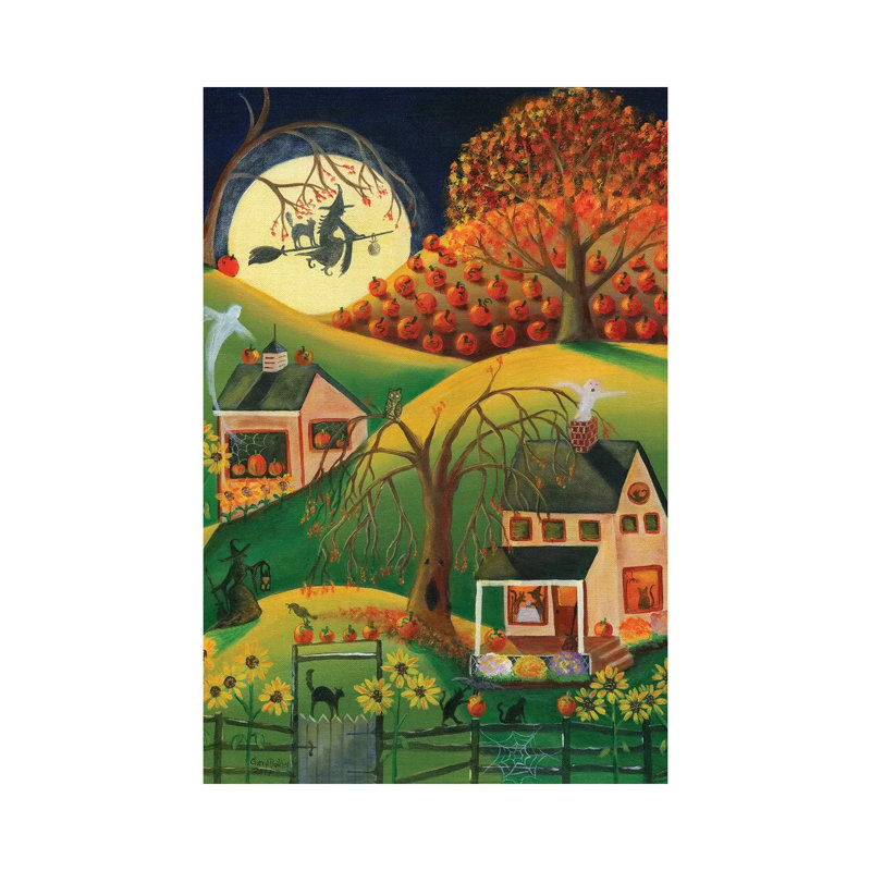 «Halloween Witches House» par Cheryl Bartley - impression d'art graphique, H 18 po x l 12 po x 1,5 po, Toile tendue