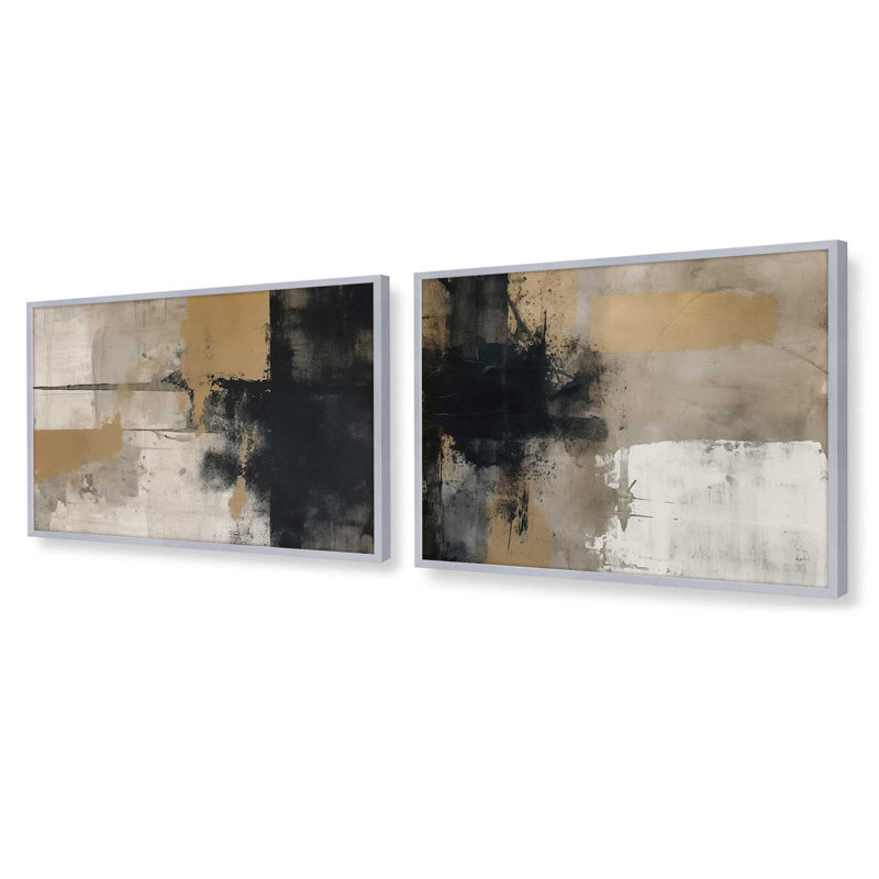 Ensemble de 2 estampes Chiaroscuro Blend, Chrome poli, H 25,25 po x l 74,5 po