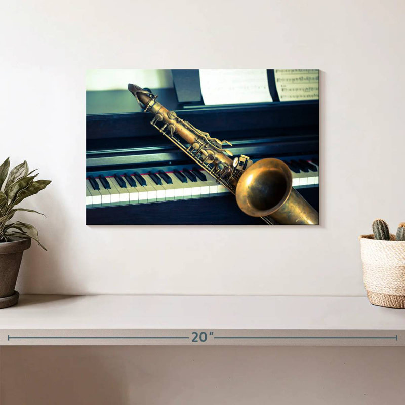Abarca piano et saxophone, H 8 po x l 12 po