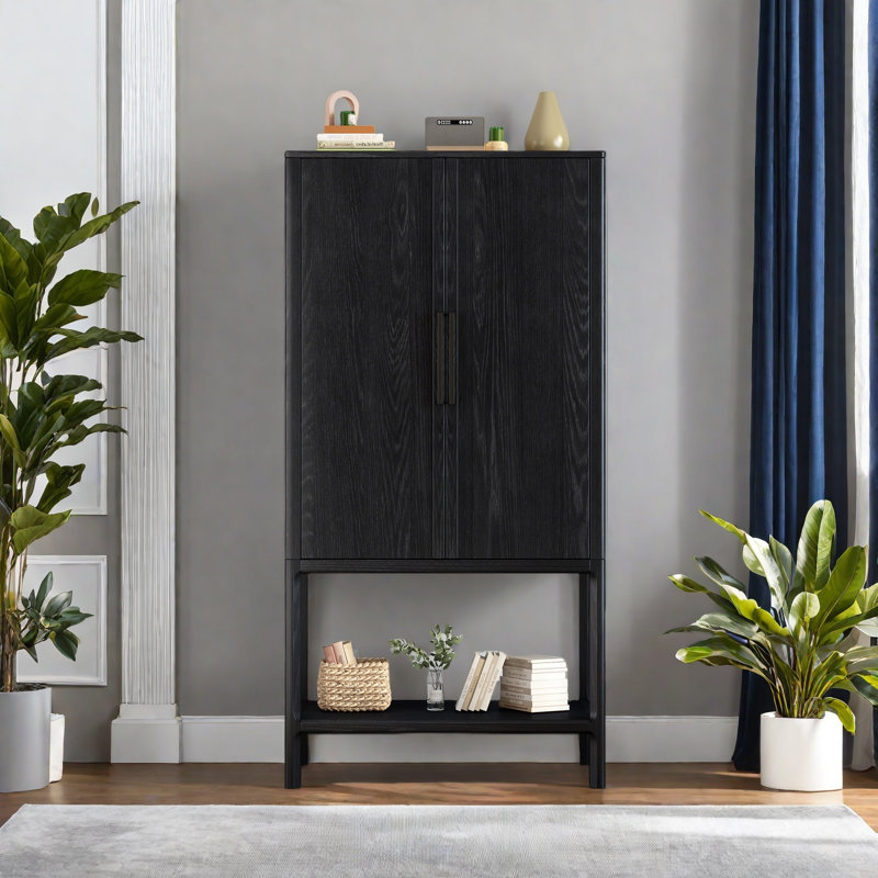 Armoire sophistiquée en placage de chêne avec plusieurs fonctions de rangement, convenant à un bureau, un vestibule, un couloir, un salon, un vestibule