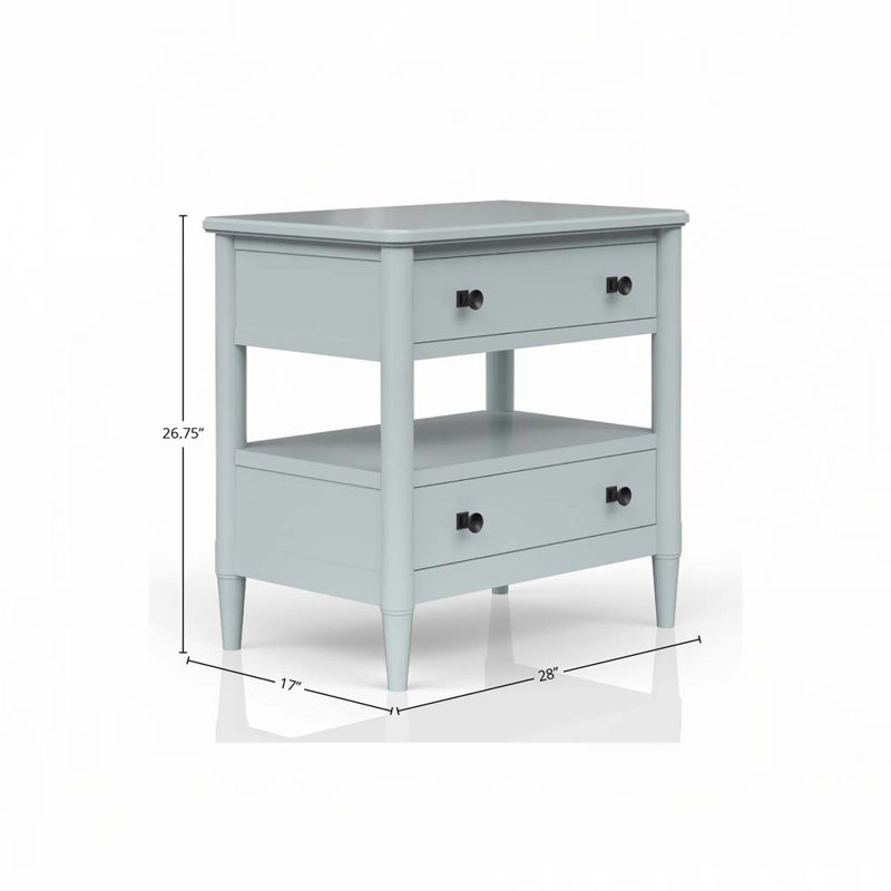 Table de chevet avec 2 tiroirs, Bleu clair