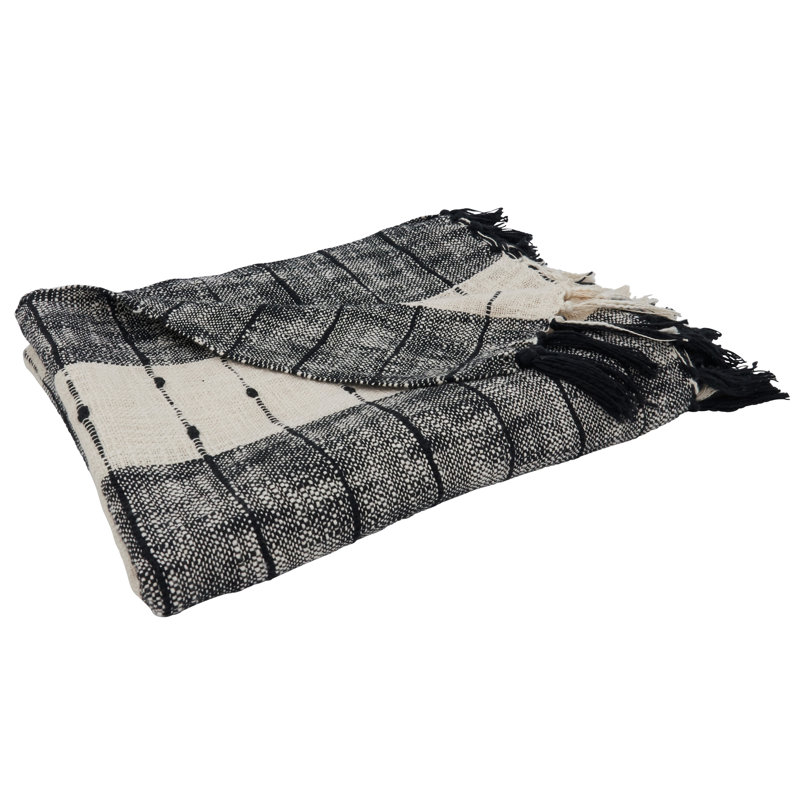 Sevan Collection Hand Woven Throw Blanket, Black/White