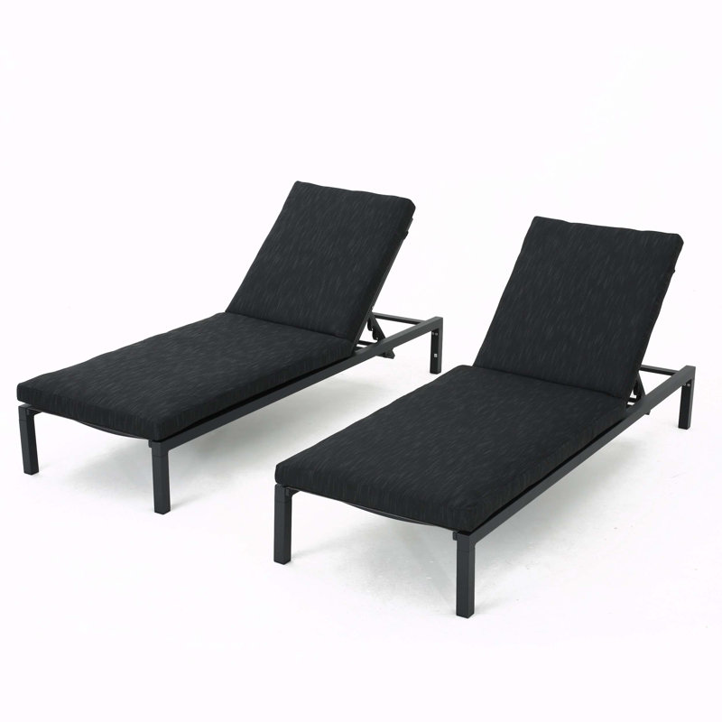 Altje Aluminum Reclining Chaise Lounge Set with Cushions (Set of 2)