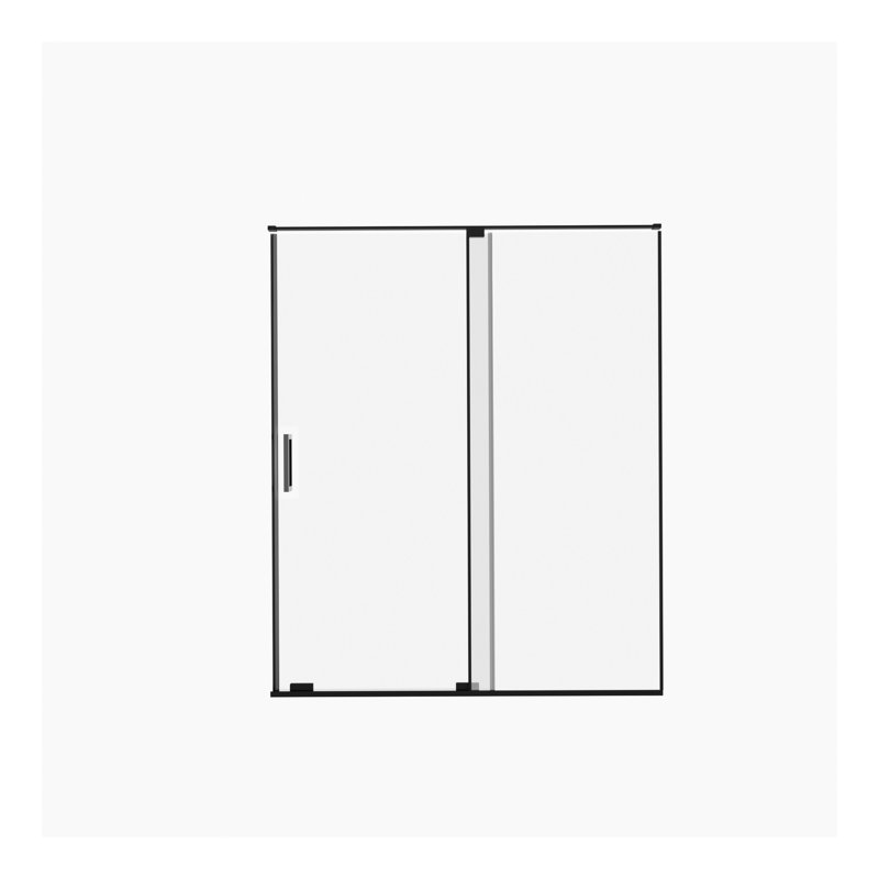 Porte de douche coulissante semi-sans cadre l 56 à 60 po x H 72 po, verre trempé transparent SCGG 5/16 po (8 mm), finition noir mat, largeur de coupe réglable 4 po