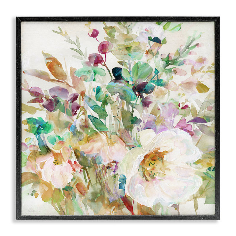  Fleurs opaques patinées, estampe numérique par Carol Robinson, H 17 po x l 17 po, Giclée encadrée noir minuit