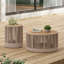 Ensemble de table industrielle rustique, table basse et table d'appoint avec design en corde tissée, ensemble de table moderne et fonctionnel pour le salon et la décoration intérieure-1727664346