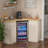 Corner Coffee Bar with Fridge Space, L Shaped Liquor Cabinet, Off-White-1381770406
