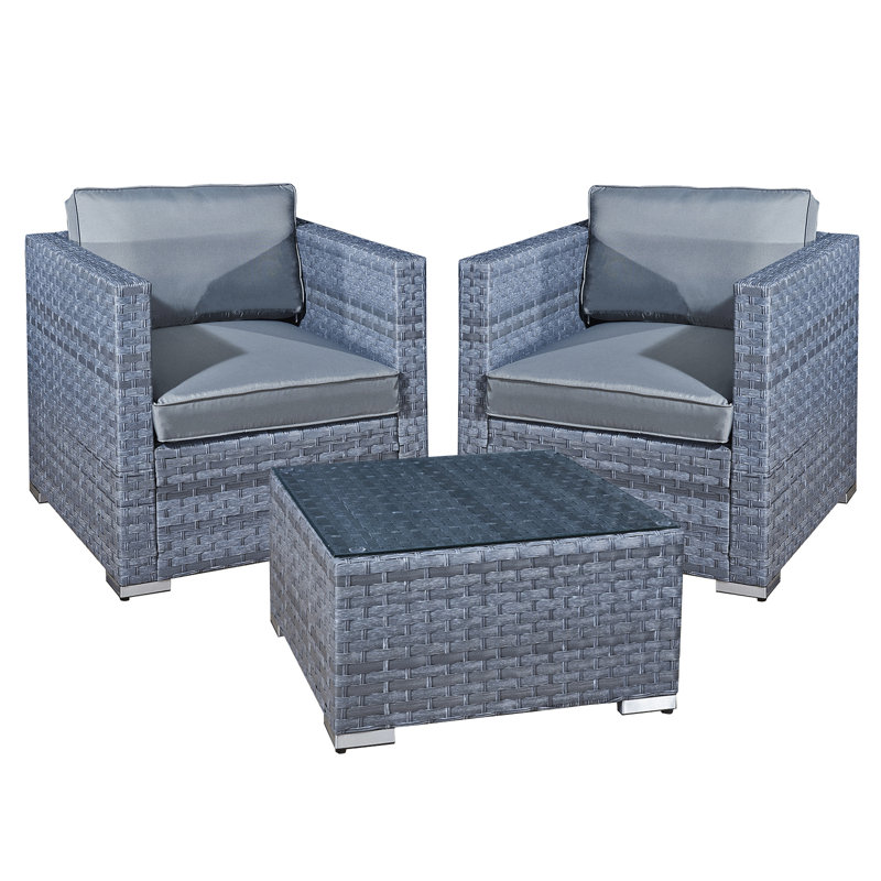 Oseasons® Syeed Rattan 2 Seat Tea for Two Set in Walnut Grey, Blue