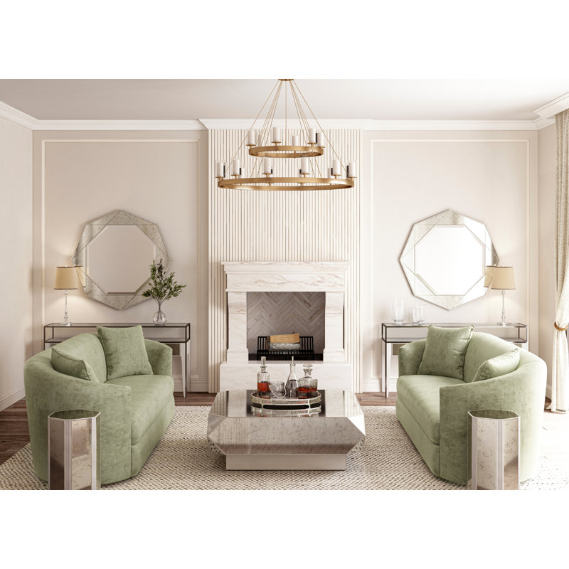 Dove Gray Square Cocktail Table with Antiqued Mirror Panes