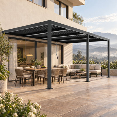 Pergola murale à persiennes 10 x 10 pi, toit ajustable