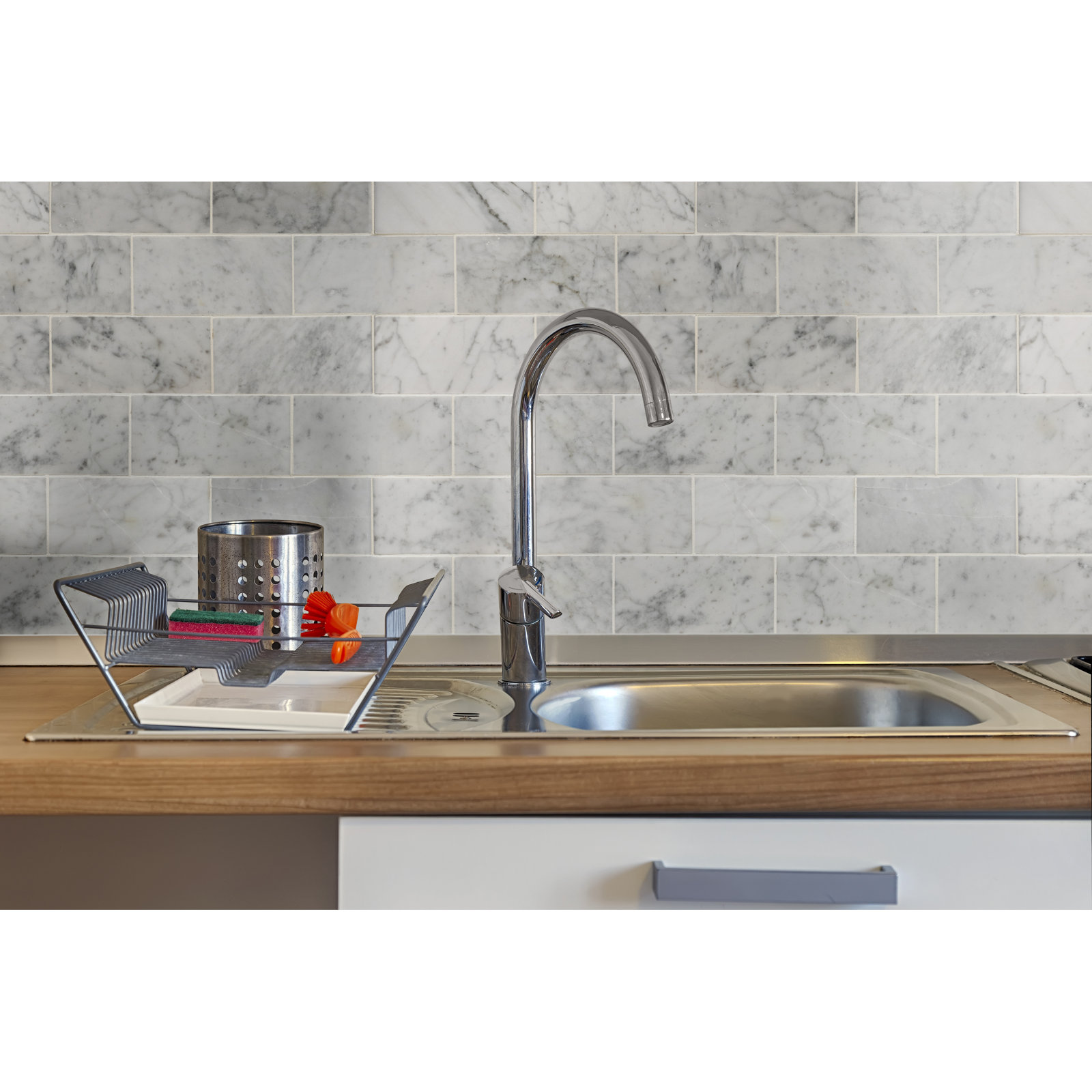 Ackland Carrara White Subway 3 in. x 6 in. Honed Marble Floor and Wall Tile