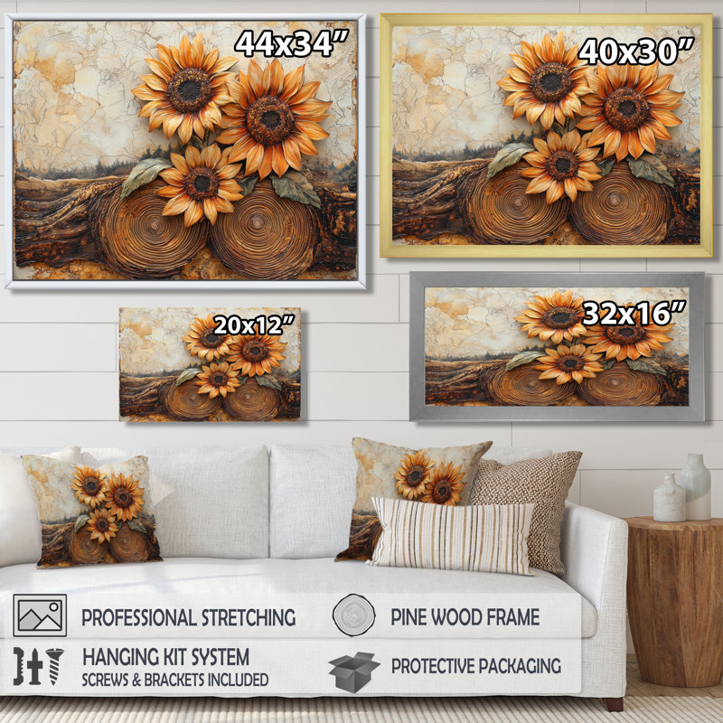 Doua - Floral Wall Art, 34" H x 44" W, Brown, Floater Framed Print