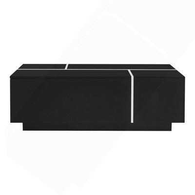 47.2"-72.7" Extendable Coffee Table, Multi-Functional Coffee Table With High-Gloss Finish, Coffee Table With 2 Hidden Storage Space And 2 Drawers For Living Room