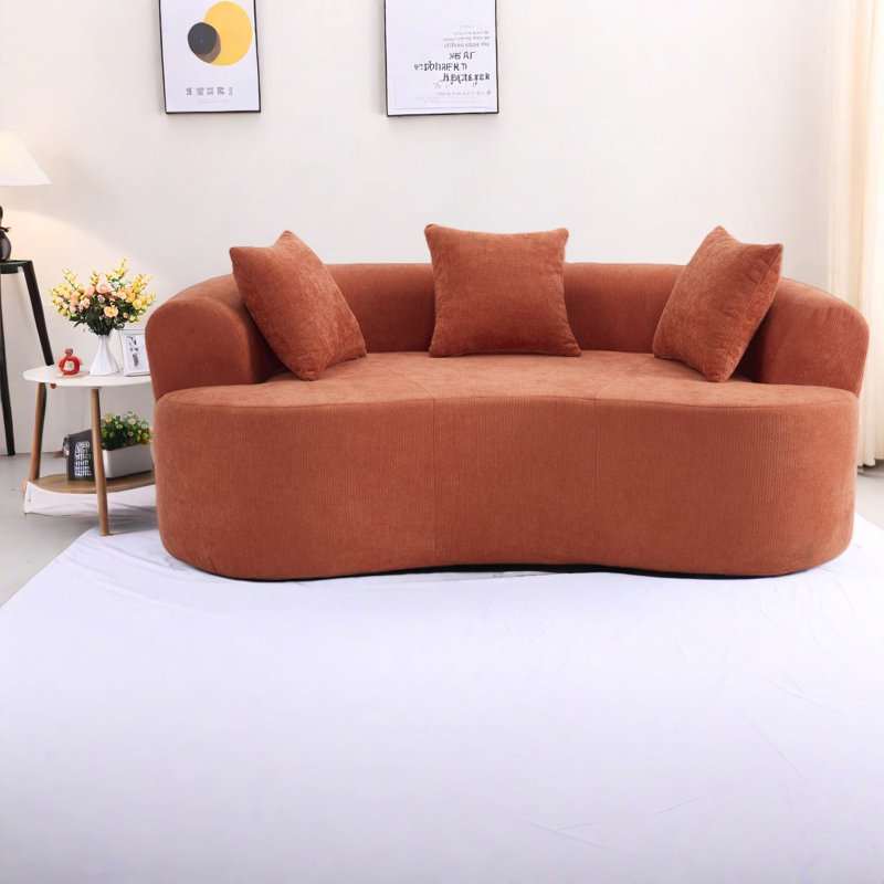 Canapé à compression, causeuse incurvée moderne en chenille de 67 pouces pour la maison