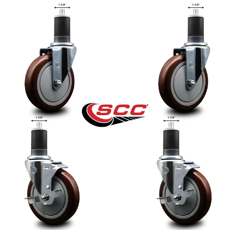 Ensemble de roulettes extensibles en poly 1 roue pivotante 1-5 / 8 pouces SCC