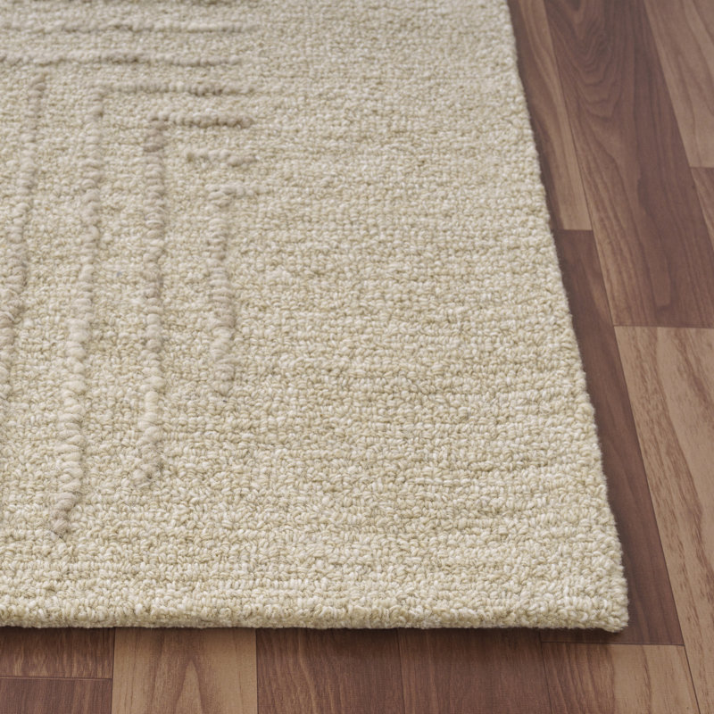 Casual High-Low Hand-Tufted Natural Wool Indoor Area Rug, Rectangle 10' x 14'