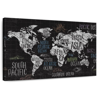Aliaz Labeled Chalk World Map