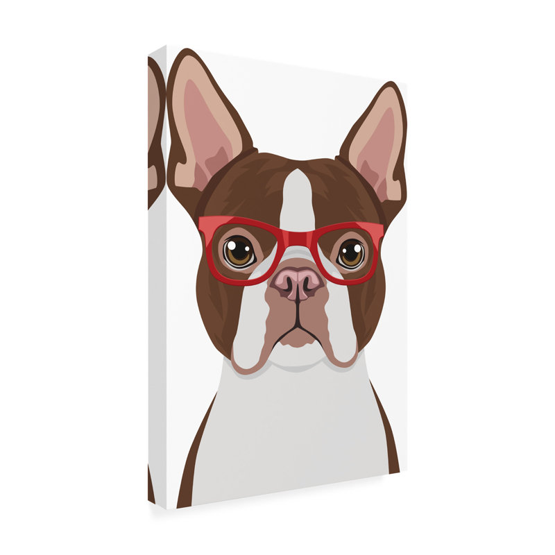 Art sur toile «Furraby Affiliates», Boston Terrier portant des lunettes de hipster 2, H 19 po x l 12 po x P 2 po