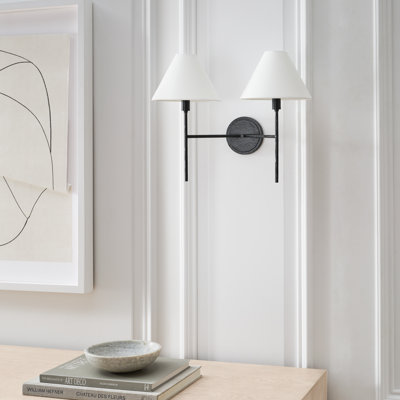 Chapman & Myers Covarrubias Light Bathroom Bedroom Wall Fixture With White Linen Shade