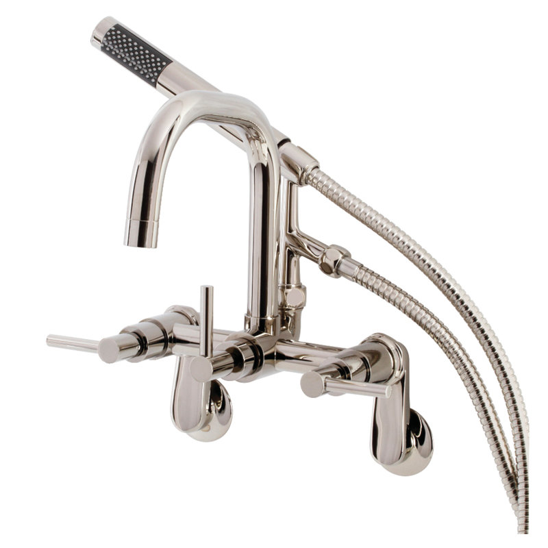 Kingston Brass Concord Wall Mount Clawfoot Tub Faucet, Polished Nickel, Lever