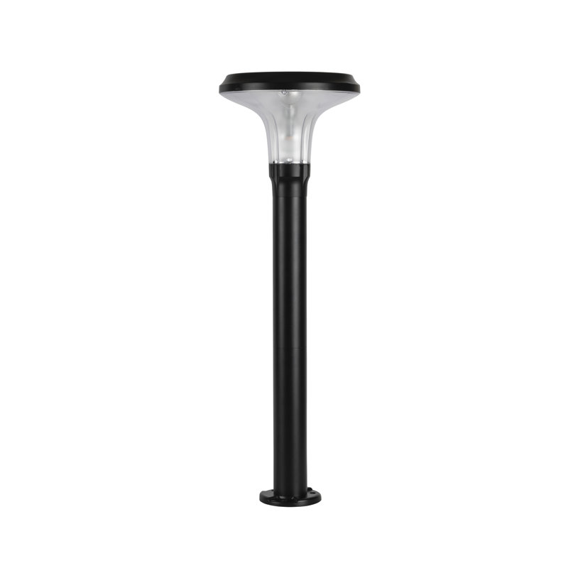 Black Aluminum LED Solar Pathway Bollard Lights, 2-Pack