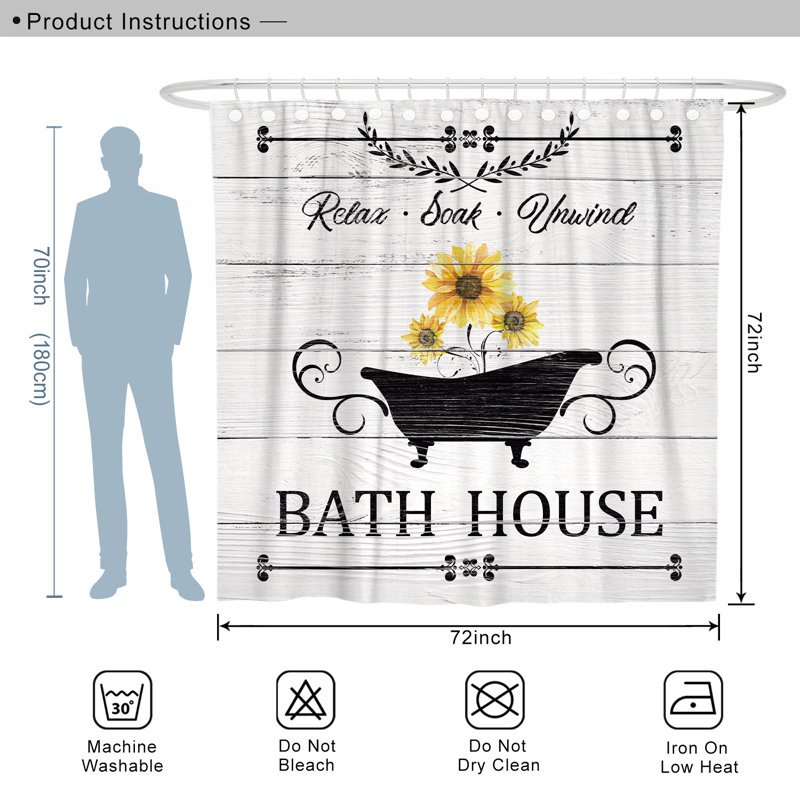 Ensemble de rideau de douche en polyester 13 pièces + crochets