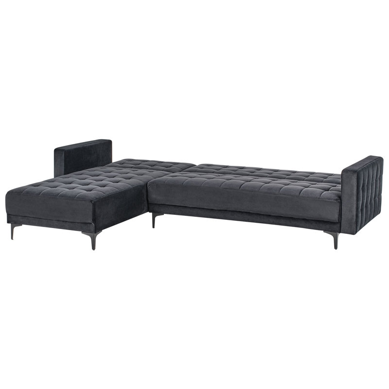 Aliyha 4 Seater Velvet Sofa Bed, Left Hand Facing, Black