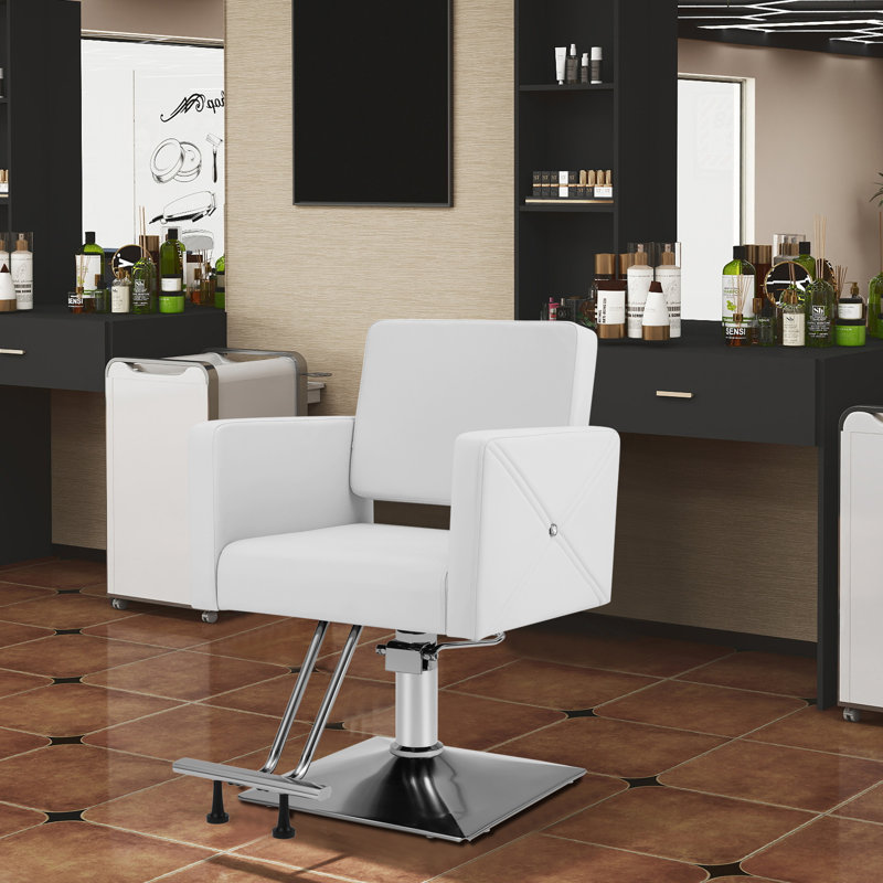 Hydraulic Barber Conference Chair, 360 Degrees Rolling Swivel Spa Beauty Equipment for Hair Stylist Women Man, White