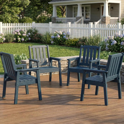 Ensemble de 4 chaises de salle à manger d'extérieur en PEHD - Fauteuil de patio toutes saisons avec siège à lattes, mobilier de jardin moderne et robuste de 23,9 po de largeur pour le jardin, la piscine, la terrasse