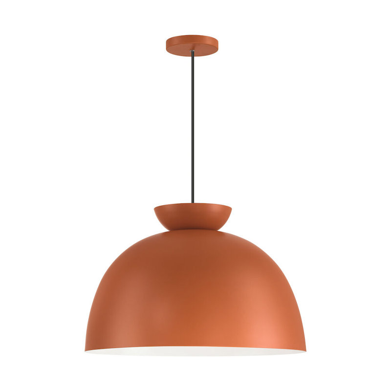 Avey Single Light Metal Pendant, Orange/Black, 13.25" H x 20" W x 20" D