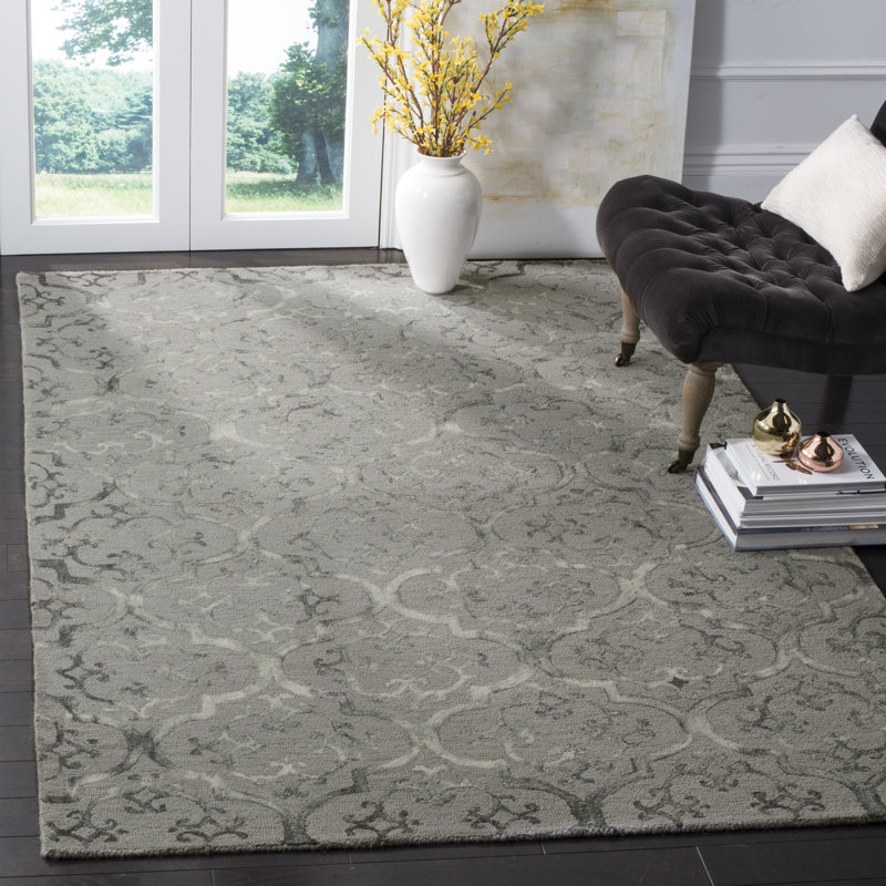 Oakton Hand Tufted Wool Floral Rug, Rectangle 5' x 8'