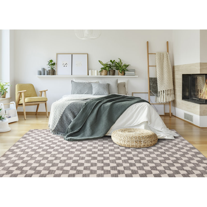 Charlanne Power Loomed Geometric Area Rug, Rectangle 6'7" x 9'10", Gray