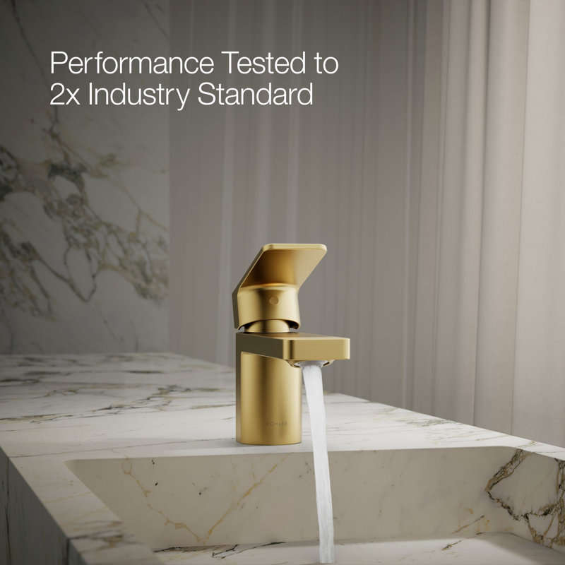 Parallel Single Hole Bathroom Faucet, Vibrant Brushed Moderne Brass