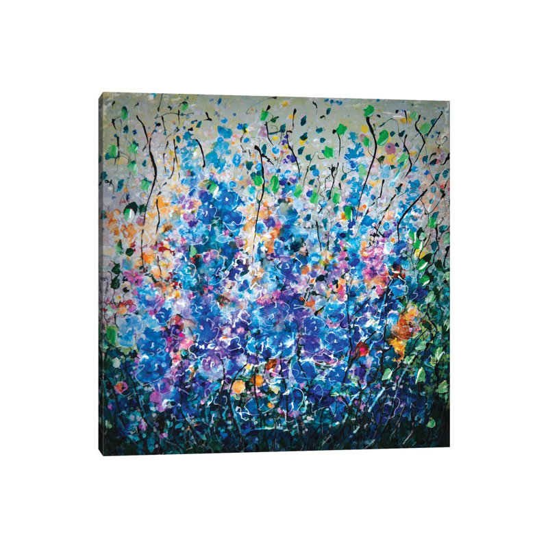 Blue Flowers, Sunshine, And Freedom - Wrapped Canvas Painting