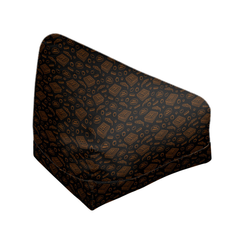 Sac de pois Kitterman, H 27 po x L 30 po x P 25 po, Pouf fauteuil, Noir foncé / orange