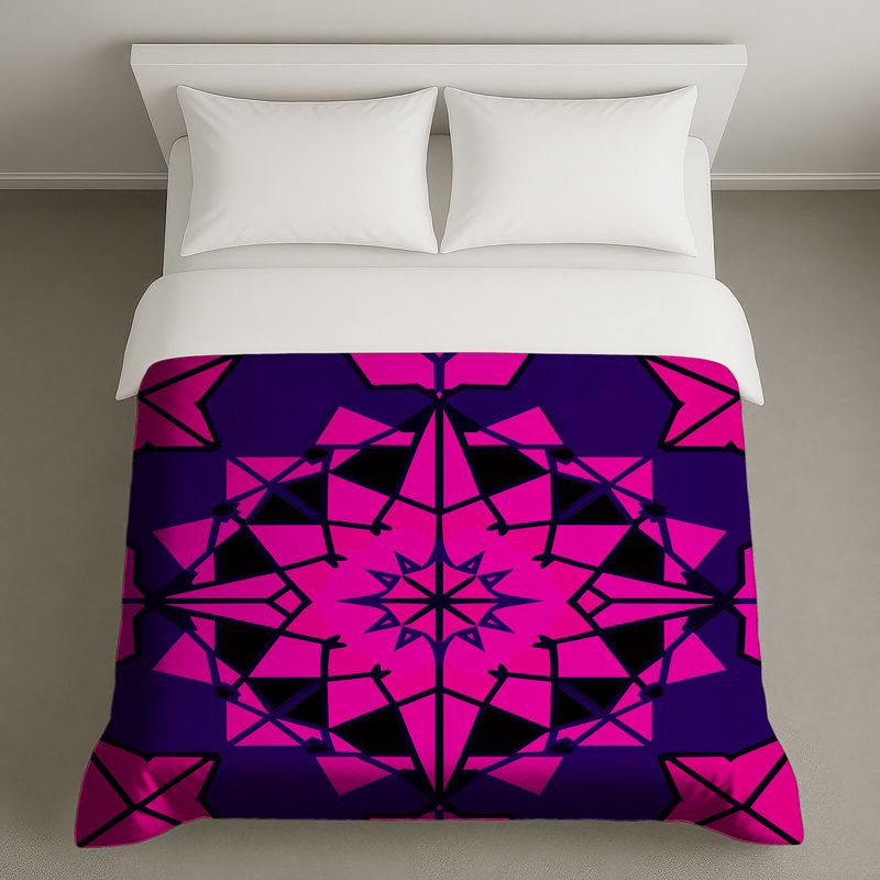 Housses de couette kaléidoscope roses et mauves, Grand lit