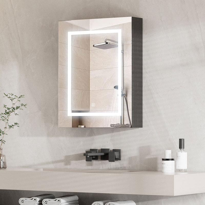 Dannyray 60mm W 76mm H Frameless Medicine Cabinet Mirror 3 Fixed