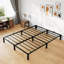 Base de lit plateforme en métal très résistant - très grand - hauteur de 10 pouces - support à lattes en acier - silencieux - aucun sommier nécessaire - assemblage gratuit - capacité de 800 lb - rangement sous le lit - noir-1460803183