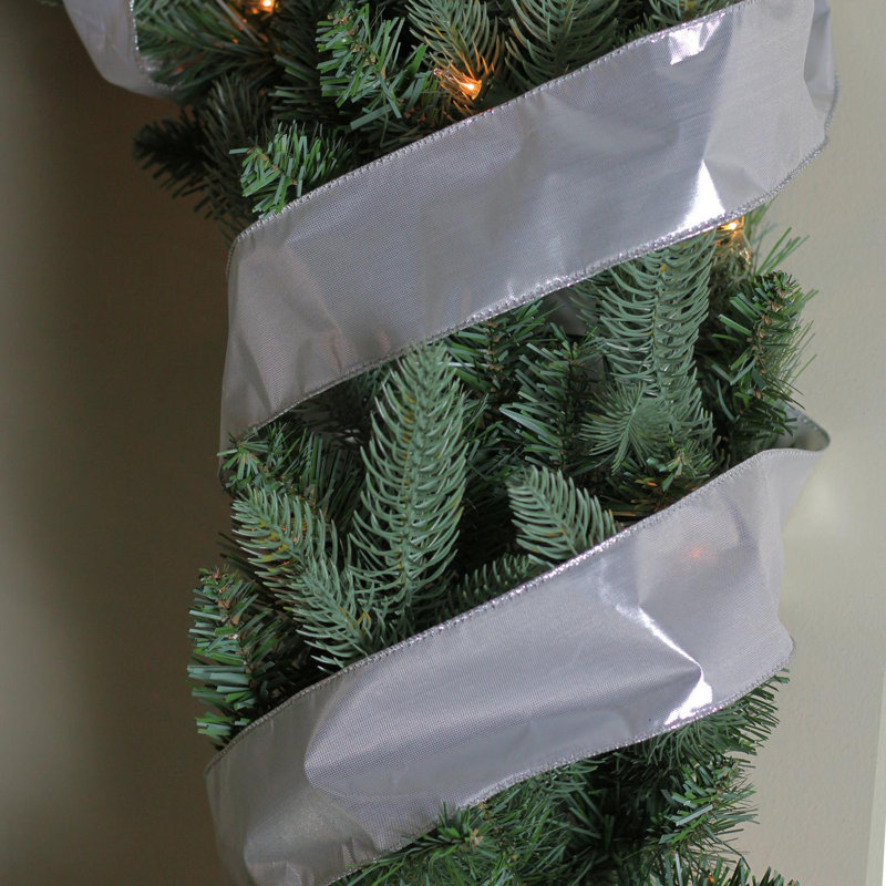 Ruban de Noël argenté câblé 2,5 po x 120 verges