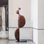 Décor de plancher contemporain en bois sculpté à la main, de forme ovale irrégulière