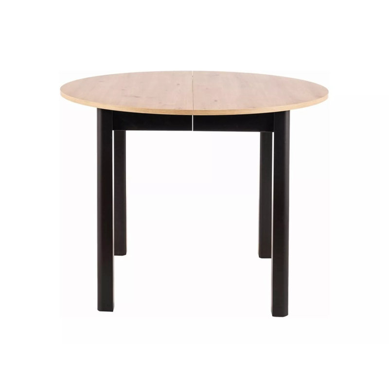 Kriszara 102 cm Extendable Rubberwood Round Wood Top Dining Table with Stainless Steel Base