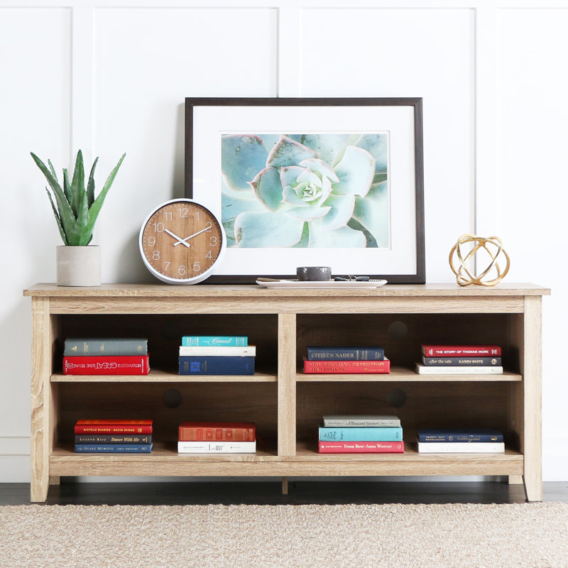 Sunbury Open Storage TV Stand, White Oak, 58"