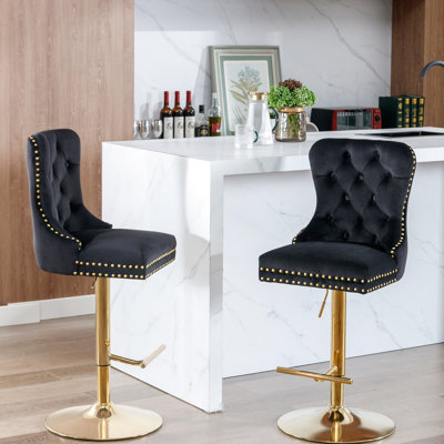 Velours moderne - noir pour îlot de cuisine et pub pour la maison (de 2 sièges à hauteur réglable