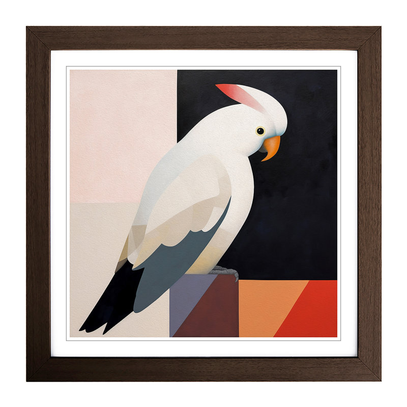 Cockatoo Suprematism No.1 - Framed Print, Walnut