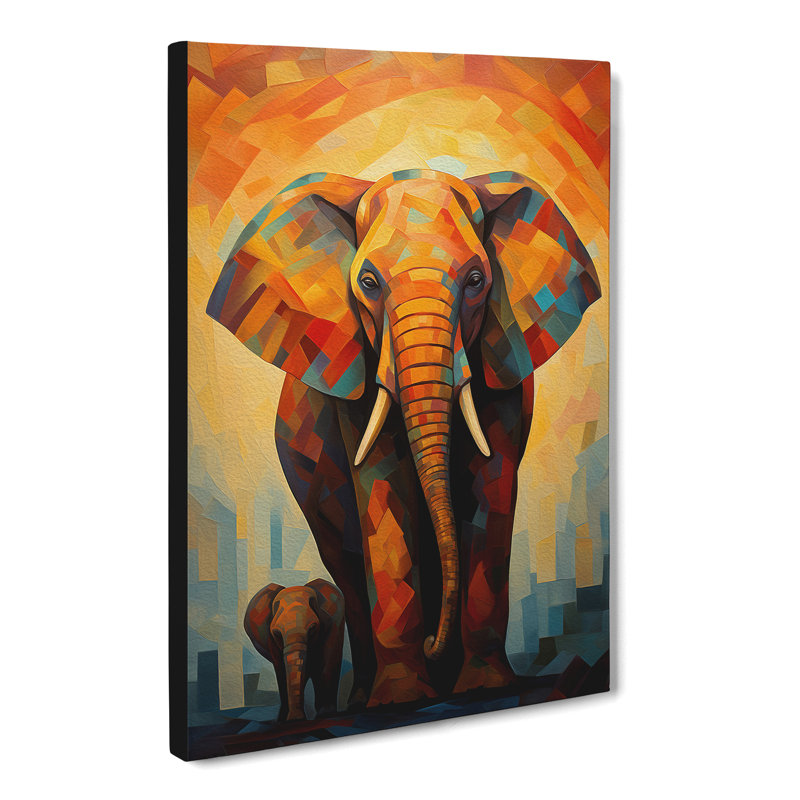 Elephant Cubism No.2 - Wrapped Canvas, 50cm H x 35cm W x 3cm D
