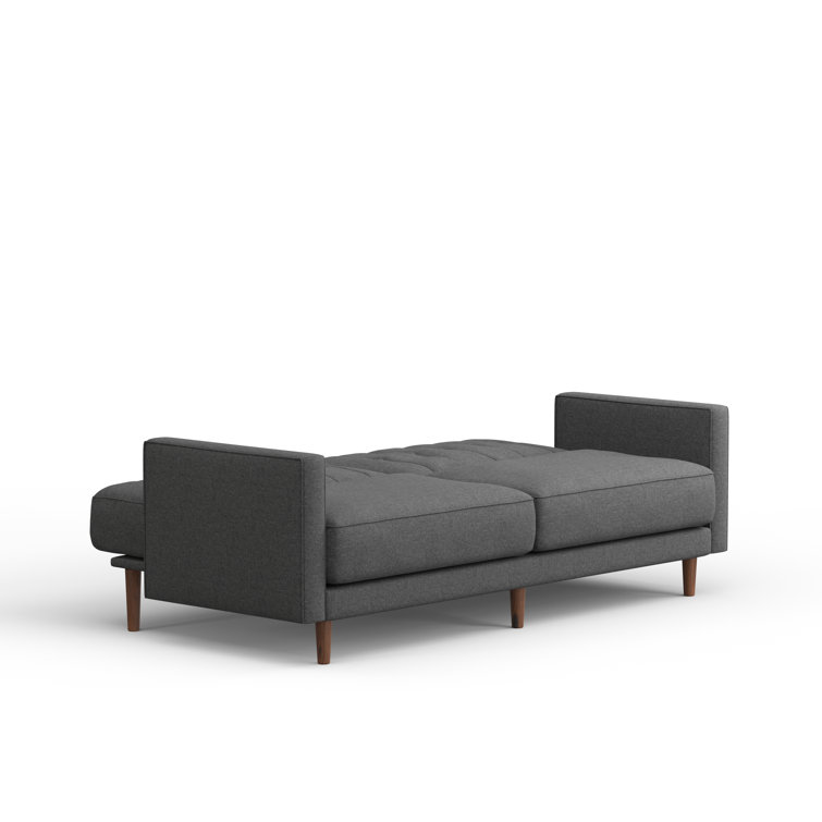 81.5 Troche Square Arm Sleeper Sofa with Vertical Seams in Mcm Vintage Design Mercury Row Fabric: Dark Gray Polyester