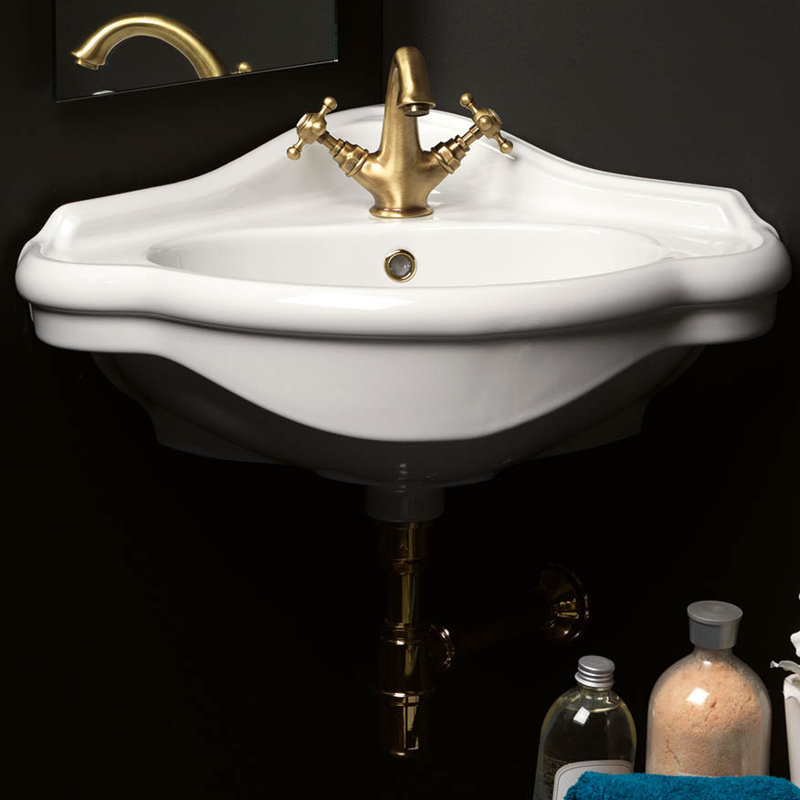 Contea Corner Wall-Mount Bathroom Sink with Overflow